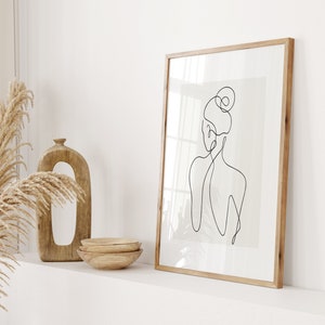 Woman Line Drawing Art Print, Female Body Silhouette Poster, Minimalist Line Wall Art, Modern Art Print, Feminist Poster, Digital Download