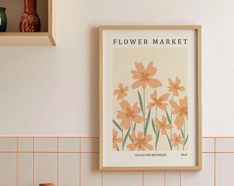 Flower Market Wall Art Print, Abstract Flower Wall Art Poster, Floral Wall Art Print, Botanical Wall Art, Flower Wall Decor, Danish Pastel