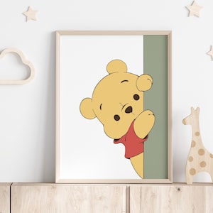 Classic Winnie The Pooh Art, Winnie The Pooh Nursery Prints, Nursery Wall Decor, Classic Pooh Bear, Winnie the Pooh Gift, Nursery Kids Room