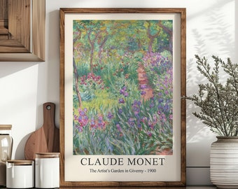 Arte mural imprimible de Claude Monet, póster de paisaje, jardín de Monet en Giverny, impresiones de paisajes impresionistas, descarga digital