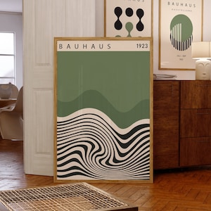 Bauhaus Abstract Art Prints, Bauhaus Geometric Wall Art, Mid Century Modern Art, Exhibition Poster, Trendy Art, Bauhaus Digital, Green
