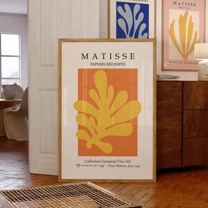 Orange Matisse Posters, Matisse Wall Art, Retro Style Prints, Abstract Flower Art Decor, Henri Matisse Exhibition Poster, Instant Download