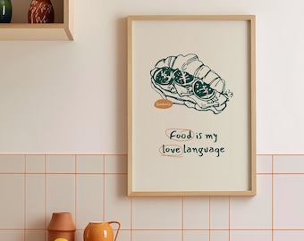 Retro Food Wall Art Print Poster, Kitchen Wall Art Digital Download, Kitchen Decor Abstract Art, Printable Wall Art for Kitchen Illustration