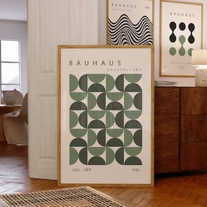Green Bauhaus Poster Print, Bauhaus Geometric Wall Art, Trendy Wall Decor, Bauhaus Art Decor, Abstract Wall Art, Bauhaus Digital Print