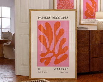 Matisse Flower Wall Art Printable, Pink Matisse Abstract Art, Matisse Flower Market Print, Henri Matisse Cut Outs Poster, Pink Orange Print
