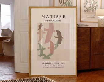 Matisse Bird Colorful Wall Art Print, Matisse Neutral Abstract Wall Art Decor, Henri Matisse Exhibition Poster, Danish Pastel, Digital Print