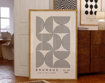 Minimalist Bauhaus Printable, Black Wall Art Prints, Bauhaus Exhibition Poster, Geometric Art, Vintage Art Decor, Bauhaus Digital Print