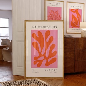 Matisse Flower Wall Art stampabile, arte astratta rosa Matisse, stampa del mercato dei fiori di Matisse, poster ritagli Henri Matisse, stampa rosa arancione