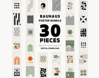Big Bauhaus Wall Art Bundle, 30 Mega Bundle Prints, Abstract Geometric Prints, Bauhaus Art Decor Poster, Gallery Wall Set, Digital Download