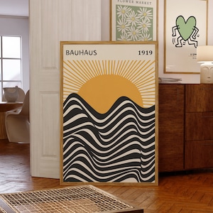 Bauhaus Sun Wall Art Print, Mid Century Modern Wall Art, Abstract Geometric Wall Art, Bauhaus Exhibition Poster, Trendy Art, Digital Print
