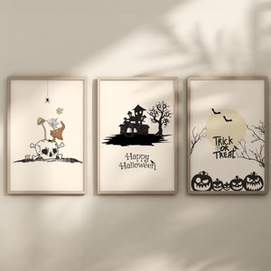 Halloween Gallery Wall, Set of 3 Prints, Spooky Wall Art, Halloween Printable, Halloween Poster Print, Halloween Decoration, Pumpkin Decor