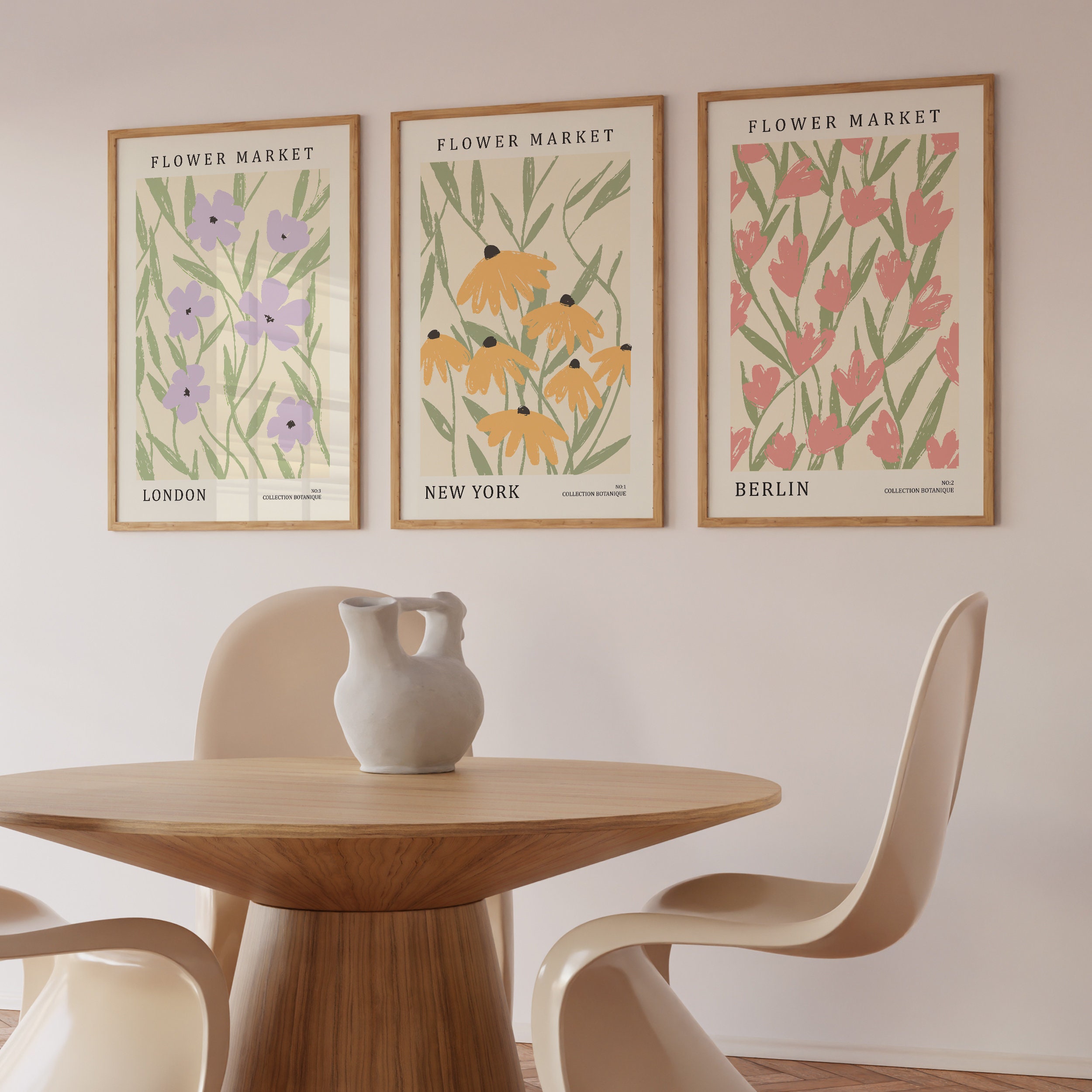 Floral Wall Art Set of 3 Prints, Flower Market Poster, Flower Print ...