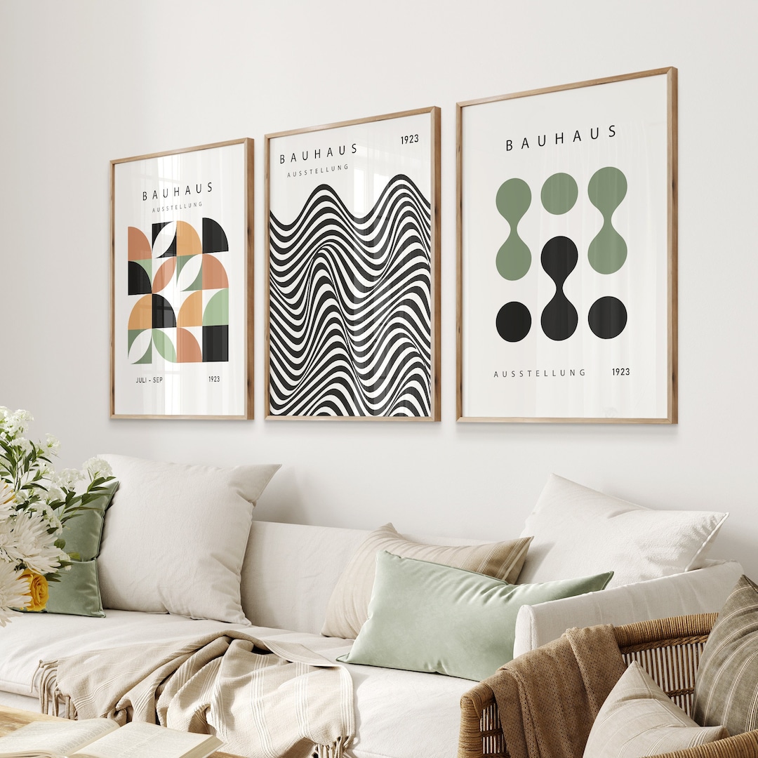 Bauhaus Prints Set, Geometric Wall Art, Bauhaus Poster, Set of 3 Prints ...