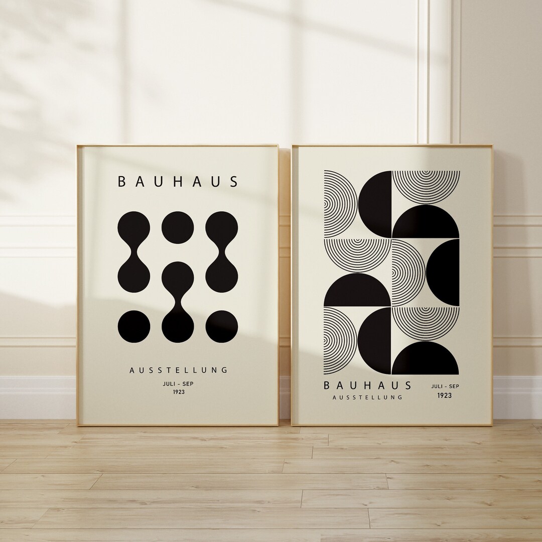 Black Bauhaus Gallery Wall Art Print, Abstract Geometric Wall Art ...