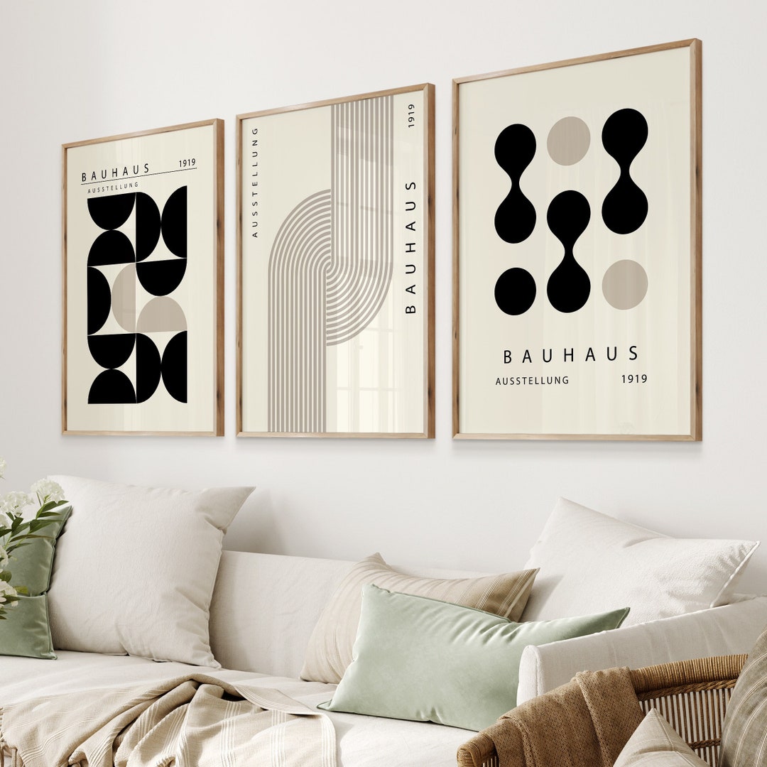Bauhaus Exhibition Poster Set of 3, Mid Century Modern Poster Set ...