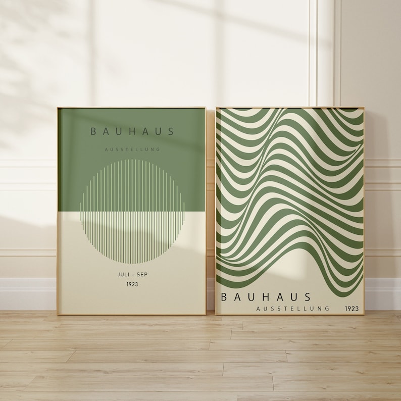 Green bauhaus exhibition poster gallery wall art printable