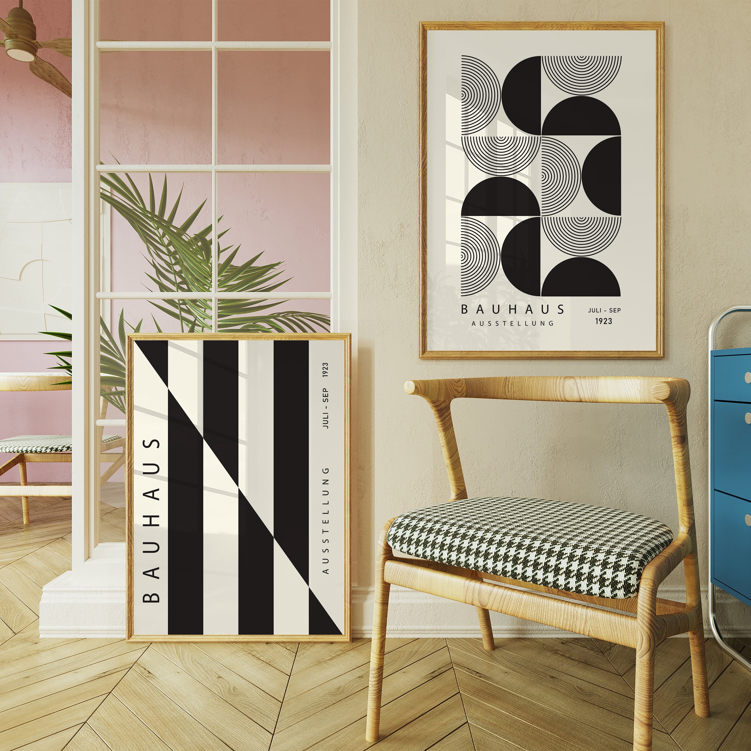 Black and White Bauhaus Exhibition Poster Wall Art Set of 3 Print, Mid ...