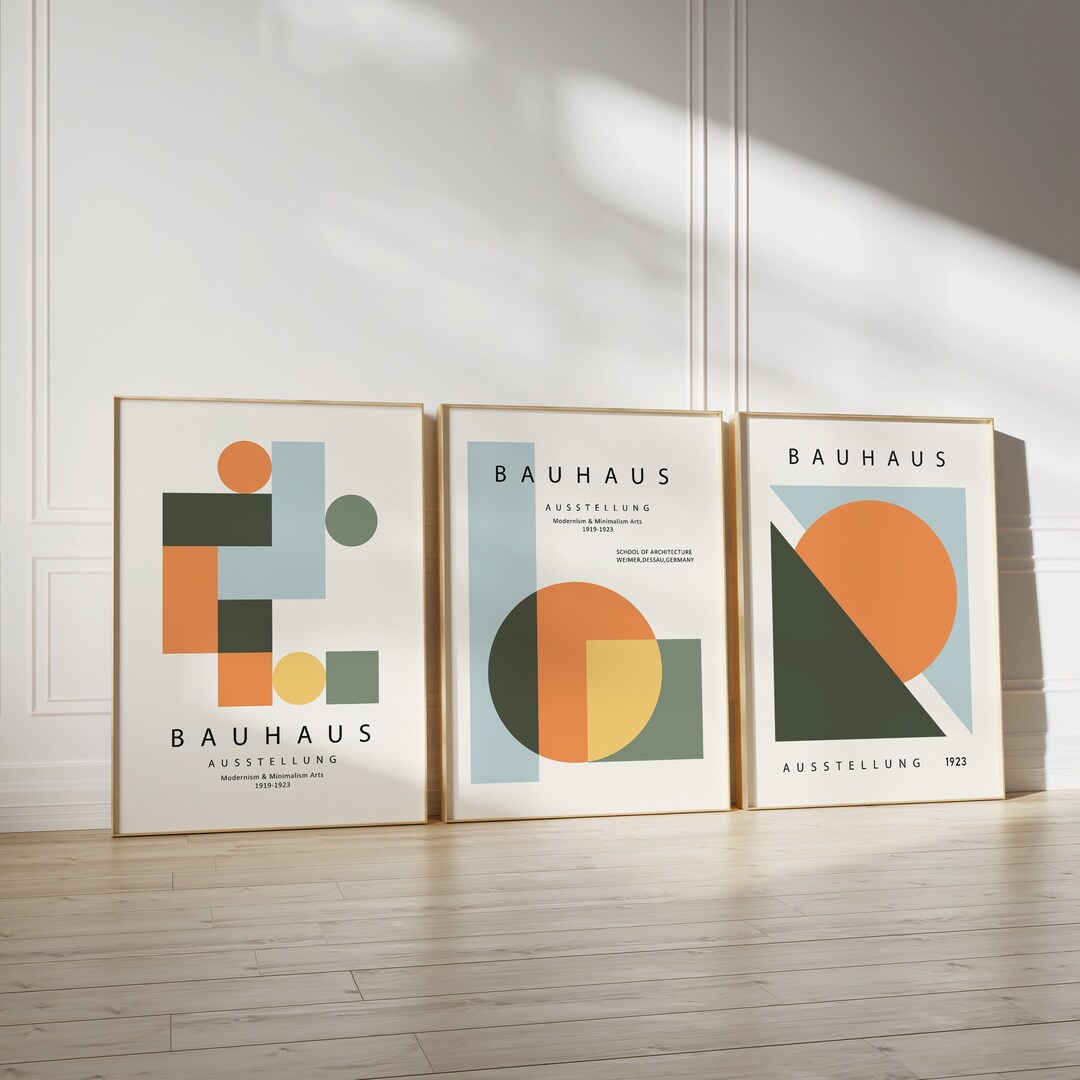 Geometric Shapes Art Prints, Bauhaus Set of 3, Geometric Wall Decor ...
