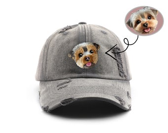 Chapeau brodé personnalisé pour animal de compagnie à l'aide d'une photo d'animal de compagnie Chapeau de chien personnalisé Chapeau de chat personnalisé Casquette d'animal de compagnie personnalisée Chapeau de chien Casquette de baseball de chien personnalisée Chapeau de maman de chien