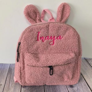 Custom Travel Preschool Kids Backpack, Personalised Fluffy Kids Backpack, Name Backpack Gift for Kids, Small personalized backpack image 3