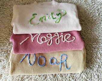 Personalized Baby Name Sweater, Embroidered Children Sweatshirt, Knit Sweater Toddler, Custom Baby Sweater with Name, Customized Baby Gifts