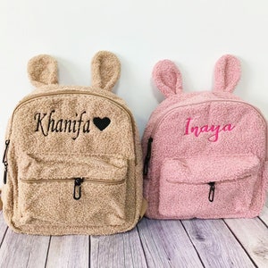 Custom Travel Preschool Kids Backpack, Personalised Fluffy Kids Backpack, Name Backpack Gift for Kids, Small personalized backpack image 2