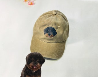 Chapeau brodé personnalisé pour animal de compagnie Art dessiné à partir d'une photo d'animal de compagnie Chapeau personnalisé pour chien Casquette personnalisée pour animal de compagnie Chien personnalisé chat maman Casquette de baseball chien maman cadeau