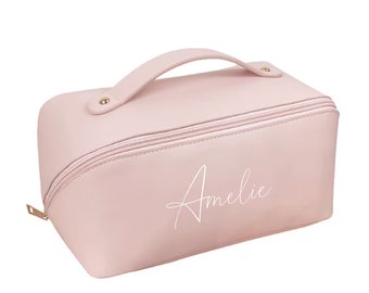 Bolsa cosmética personalizada con monograma / bolsa de maquillaje personalizada / regalo personalizado para ella, regalo personalizado para dama de honor, bolsa de maquillaje de viaje A