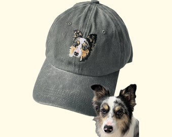 Casquette brodée personnalisée pour animal de compagnie Casquette de baseball vintage avec votre photo de chien de compagnie Chapeau de sororité personnalisé Casquette de baseball unisexe