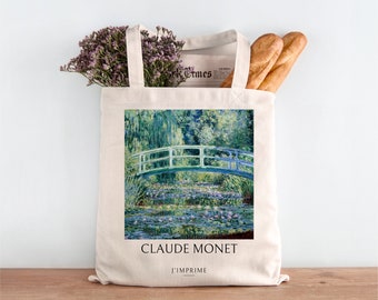 Claude Monet Seerosen Tasche Kunstvolles Geschenk Canvastasche Laptop Tasche Malerei Tasche ästhetische wiederverwendbare Shopper Tasche