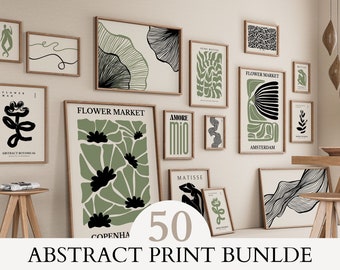 50+ Abstract Gallery wall bundle Modern digital print set of 50 Botanical printables eclectic wall print boho wall hanging