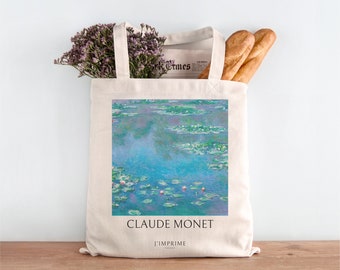 Claude Monet Water Lilies Tote Bag Artful gift canvasbag laptop totebag painting tote bag aesthetic reusable shopper bag