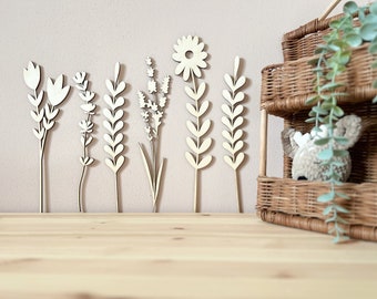 Wooden wildflowers / set of 6 / children's room decoration / wall decoration / wildflower magic / wildflower