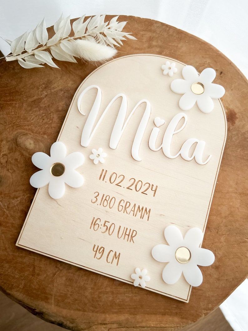 Personalized wooden birth sign / birth gift / birth dates / name plaque / baptism gift / birth dates image 3