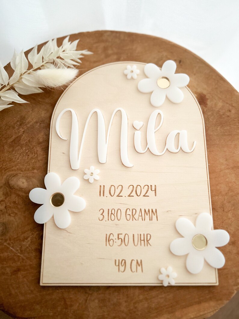 Personalized wooden birth sign / birth gift / birth dates / name plaque / baptism gift / birth dates image 1