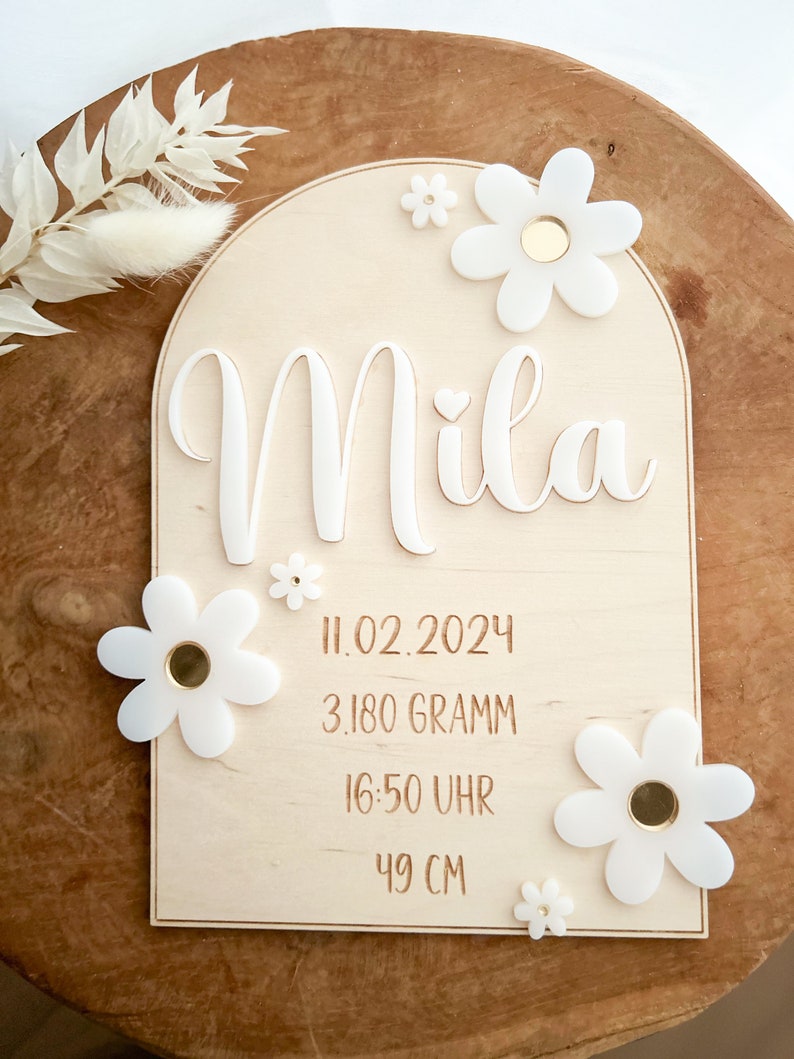 Personalized wooden birth sign / birth gift / birth dates / name plaque / baptism gift / birth dates image 2