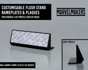 Custom Flush Standing Name plate for Flat profile display bases 1/6th Scale Action Figures Laser Engraved Hot Toys ThreeZero 60x18mm Plaque