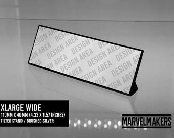 Custom Free Standing Name plate display plaque Laser Engraved for Events, Desks, Displays, Museums - 110mm x 40mm approx. (4.33x1.57 inches)