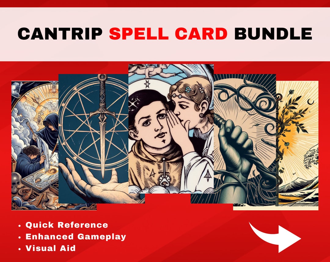 Printable Dungeons and Dragons Cantrip Spell Cards Every Cantrip in 5e ...