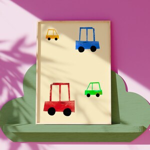 Poster MelaDI Wandkunst für Kinderzimmer / Küche / Wohnzimmer Cars Cars Letter Minimalistischer Kunstdruck, Mid-Century Modern Wandkunst