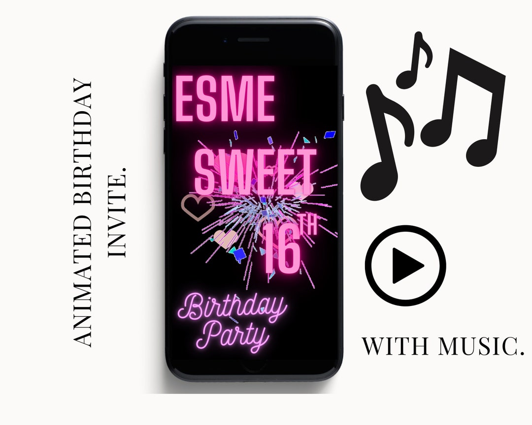 Digital 16th Birthday Party Invitation Sweet 16 Party Invite Etsy