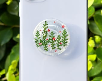 Christmas Tree Phone Grip, Real Fern Leaf Phone Grip Holder, Dried Leaf Phone Grip, Handmade Pressed Leaves Phone Grip Stand, Christmas Gift