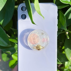 Soporte de agarre para teléfono espacial lunar hecho a mano, agarre para teléfono estrella, agarre para teléfono de lámina plateada, encanto para teléfono, soporte para teléfono, agarre magnético para teléfono,