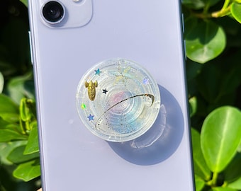Handmade Moon Space Phone Grip Holder, Star Phone Grip, Silver Foil Phone Grip, Rocket Magnetic Phone Grip, Mobile Phone Stand, Cute Grip