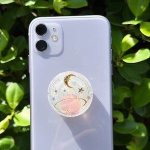 Handmade Moon Space Phone Grip Holder, Star Phone Grip, Silver Foil Phone Grip, Phone Charm, Phone Stand, Phone Base, Cute Phone Accessories