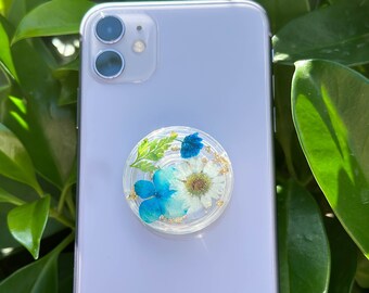 Handmade White Daisy Phone Grip, Pressed Flower Phone Grip Holder, Dried Flower Phone Grip, Phone Charm Grip, Thanksgiving Christmas Gift