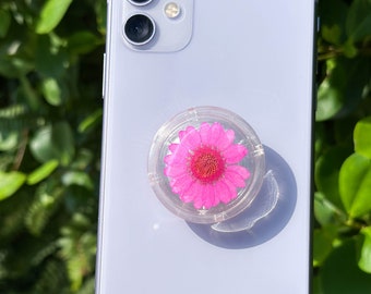 Handmade Daisy Phone Grip, Pressed Flower Phone Grip Holder, Dried Flower Phone Grip, Phone Charm Grip, Thanksgiving Christmas Gift For Her