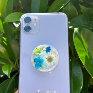 Handmade White Daisy Phone Grip, Pressed Flower Phone Grip Holder, Dried Flower Phone Grip, Phone Charm Grip, Thanksgiving Christmas Gift