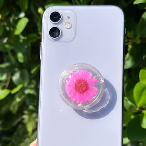 Handmade Daisy Phone Grip, Pressed Flower Phone Grip Holder, Dried Flower Phone Grip, Phone Charm Grip, Thanksgiving Christmas Gift For Her