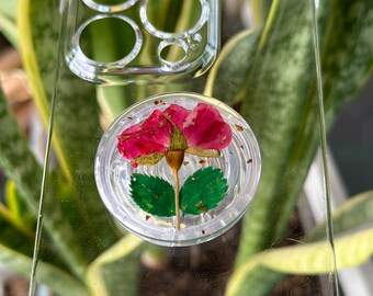 Handmade Real WildRose Pressed Flower Phone Grip Holder, Dried Flower Magnetic Phone Grip, Gold Foil Phone Grip, Phone Charm, Phone Stand